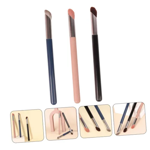 Vista 7 de Beaupretty 3 brochas correctoras para debajo de los ojos, mini cepillo de nariz plano en ángulo para ocultar la mezcla y pulir