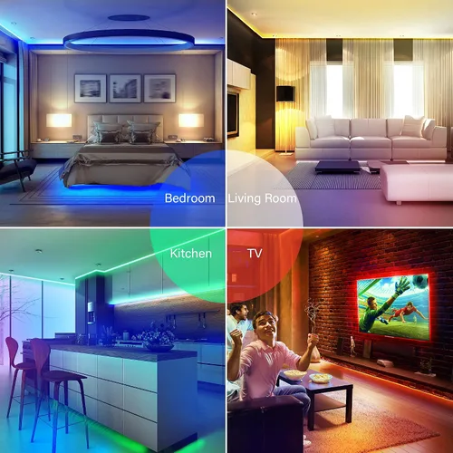 Vista 7 de Tira de luces LED SMD5050 de 16.4 pies, 300 unidades LED, impermeable, flexible, cortable, para uso en exteriores e interiores, adecuada