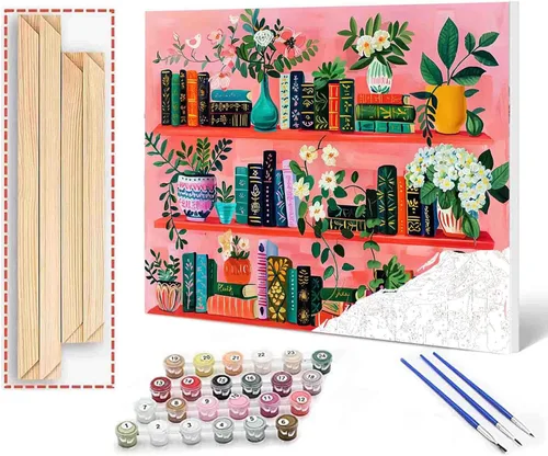 Vista 30 de Aihonmin Estantería 6 Pack Pintar por Números para Adultos Libros Pintura DIY sobre Lienzo con Pinceles Pigmento Manualidades DIY Pintura Acrílica