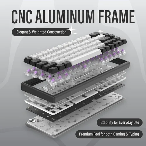 Vista 3 de ARBITER Polar 65 - Teclado de juegos magnético CNC con disparo rápido, interruptores de efecto Hall, marco de aluminio CNC, disparo rápido, 65%
