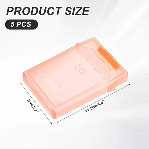 Vista 2 de Caja de disco duro de 4.5" x 3.2", caja de almacenamiento de disco duro de plástico 5 piezas, estuche antiestático portátil para SSD HDD externo