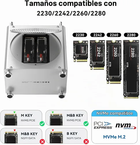 Vista 8 de ACASIS Base y soporte para Mac mini M4 de 40 Gbps con carcasa SSD NVMe de doble bahía, estación de acoplamiento 11 en 1 para Mac mini M4/M4 Pro