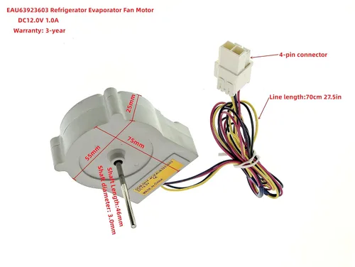 Vista 2 de EAU63923603 Motor del ventilador del evaporador del refrigerador compatible con el refrigerador LG, reemplaza LFCC22426S/00, LFXS28596S/00
