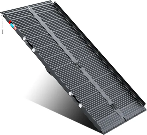 Vista 15 de WHALEMOTOR Rampa portátil para silla de ruedas negra, rampa de aluminio sin costuras y antideslizante de 2 pies, rampas plegables portátiles