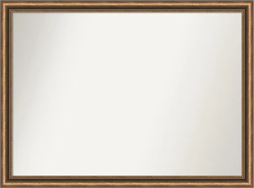 Vista 48 de Amanti Art Espejo de baño de bronce para sobre fregadero, 24 x 24 pulgadas, espejo de tocador cuadrado estrecho de bronce Manhattan, marco de madera