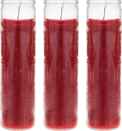 Vista 7 de Mega Candles 1 pieza Velas de Oración Devocional de Recipiente de Vidrio Negro Sin Aroma de 7 Días, Vela de Cera Premium 2 Pulgadas x 8 Pulgadas