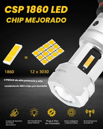 Vista 2 de Faros para auto 9006-1860-4SMD Amarillo Dorado