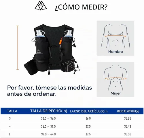 Vista 8 de Haimont 8L Trail Running Hydration Vest with Soft Flasks Negro