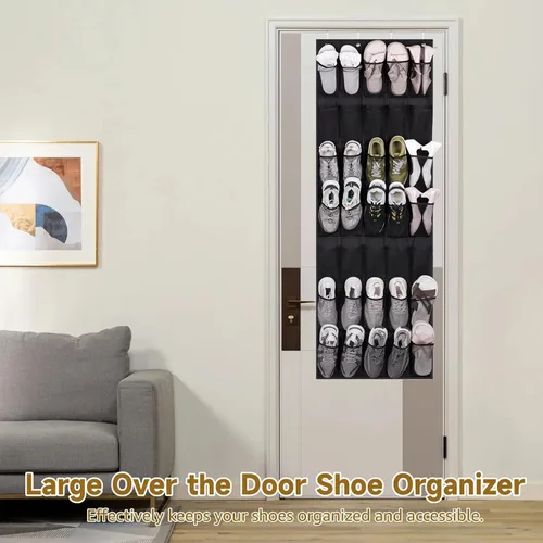 Vista 2 de 3 organizadores de zapatos para colocar sobre la puerta, 35 bolsillos grandes, bolsas de almacenamiento colgantes grandes, estantes de zapatos