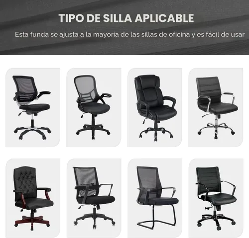 Vista 8 de SARAFLORA - Funda para silla de oficina - Grande, color negro - Funda extraíble para computadora con cremallera, universal, giratoria