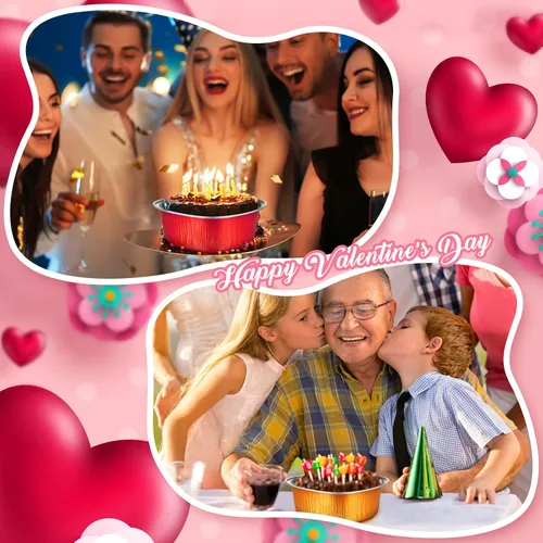 Vista 5 de Honeydak 100 juegos de moldes para hornear con forma de corazón, mini molde de aluminio de 3.4 onzas, lata desechable para cupcakes con tapas