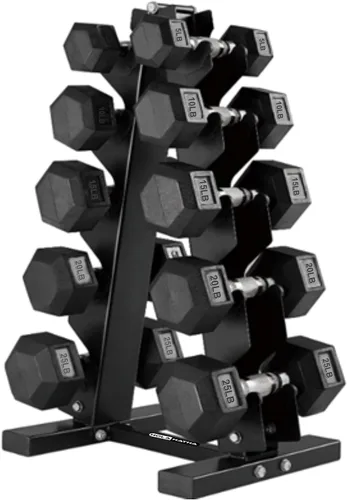 Vista 8 de HolaHatha Hexagonal Dumbbell Free Hand Weight Set w/Rack Negro