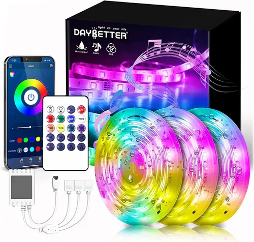 Vista 15 de DAYBETTER Tira de luces LED de 16.4 pies que cambian de color impermeable con control remoto
