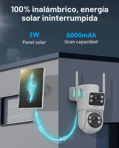 Vista 5 de OOSSXX Sistema de cámara de seguridad de batería solar dual de la lente 2K