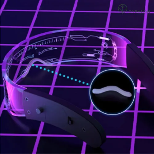Vista 2 de Gafas de visera con luz LED (paquete de 2) 7 colores 4 modos Gafas luminosas futuristas cyberpunk para niños y adultos