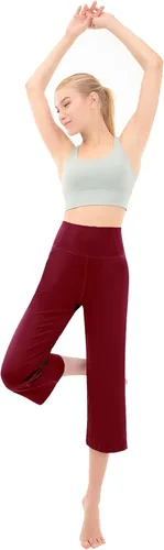 Vista 5 de Rosemmetti Pantalones capri de yoga para mujer, corte de bota, talla grande, cintura alta, pantalones de entrenamiento atlético, con bolsillos