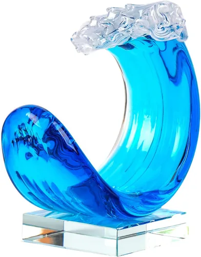 Vista 11 de Yao Yuan Escultura Decorativa de Cristal Soplado a Mano Estilo Murano Estatua y Figurilla - Regalo Maravilloso, Azul