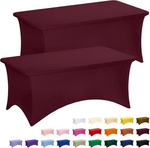 Vista 42 de Fixwal Paquete de 10 Cubiertas de Mesa de Spandex de 6 Pies para Mesas de 6 Pies, Mantel Rectangular Elástico Ajustado, Cubierta de Mesa de Patio