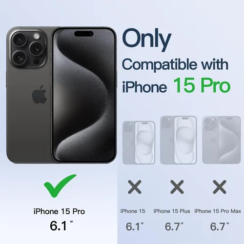Vista 2 de JETech Funda magnética para iPhone 15 Pro de 6.1 pulgadas, protección completa de lente de cámara, compatible con carga inalámbrica MagSafe, funda