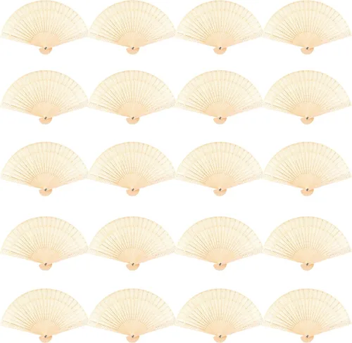 Vista 11 de FEPITO 20 abanicos plegables de papel de mano con bambú para regalo de boda, fiesta, hogar, multicolor
