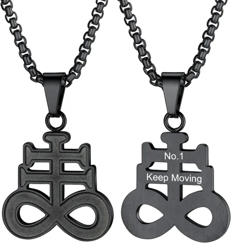 Vista 24 de PROSTEEL Inverted Cross/Leviathan Cross Pendant Necklace for Men Women Negro
