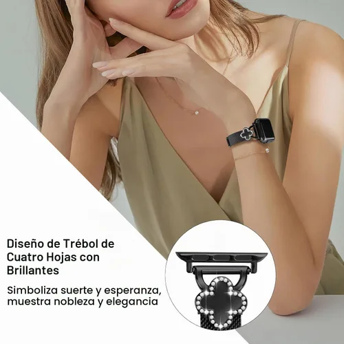 Vista 2 de Joyozy Correa delgada de metal compatible con Apple Watch de 38mm 40mm 41mm 42mm 44mm 45mm 46mm 49mm, correa magnética delgada con adornos