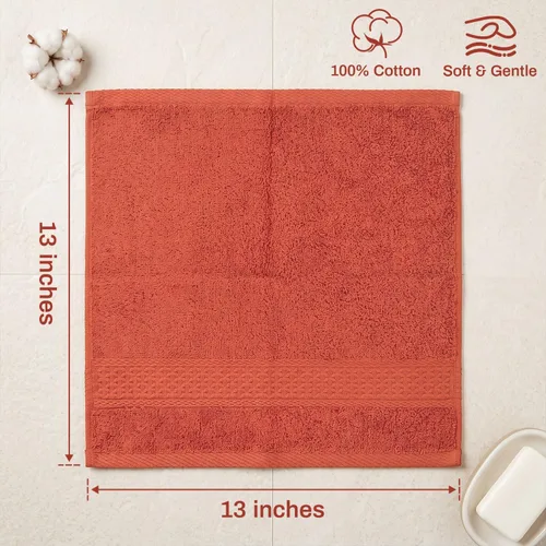 Vista 2 de Cleanbear Paquete de 8 paños de algodón suave, toallas de otoño rojo Rojo ladrillo
