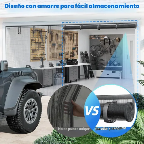 Vista 5 de Pantalla de puerta de garaje para 1 coche, malla magnética resistente