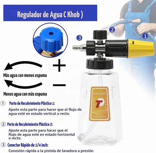 Vista 7 de Tool Daily Cañón de espuma para lavadora a presión con accesorio de doble