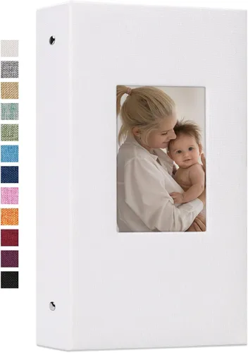 Vista 36 de Vienrose - Álbum de fotos de 4 x 6 pulgadas, 100 páginas, cubierta de lino con ventana frontal, para bebés, bodas, familias, niños y aniversarios