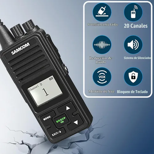 Vista 5 de SAMCOM FPCN10A Radios bidireccionales de largo alcance, 3000 mAh recargables de larga espera Walkie Talkies para adultos, radios comerciales