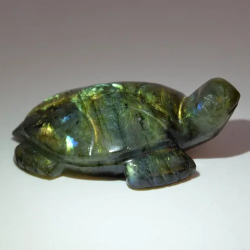 Vista 2 de GEMHUB Tortuga arco iris de labradorita aproximadamente 397.00 Ct talla suerte suerte curación estatua DE-261