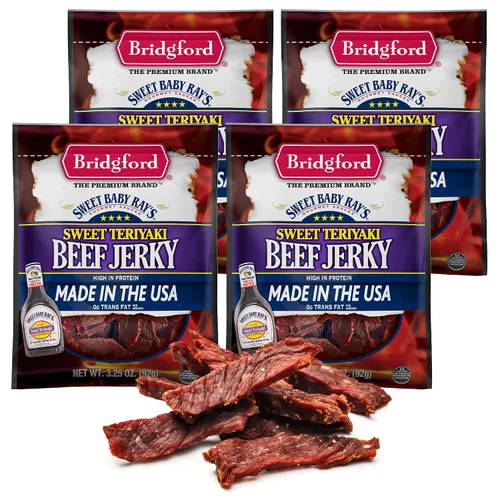 Vista 11 de Bridgford Sweet Baby Ray's Beef Jerky Honey BBQ de 3.25 onzas, paquete de 2 – Cecina alta en proteínas para impulso de energía del mediodía