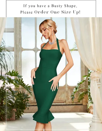 Vista 2 de houstil Vestido ajustado con cuello en V y cola de pez para mujer