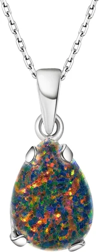 Vista 9 de 925 Sterling Silver Gemstone Necklace – Birthstone Jewelry for Women – Minimalist Silver Chain with Gemstone Teardrop Pendant – Elegant Gift for