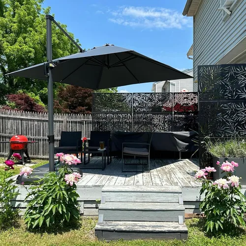 Vista 62 de PURPLE LEAF Sombrilla de patio de 8 pies para exteriores, sombrilla voladiza cuadrada de aluminio con rotación de 360 grados para jardín, terraza