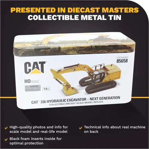 Vista 6 de Diecast Masters Excavadora hidráulica de próxima generación Caterpillar 336 a escala 1:87 Camión coleccionable para gatos y equipos