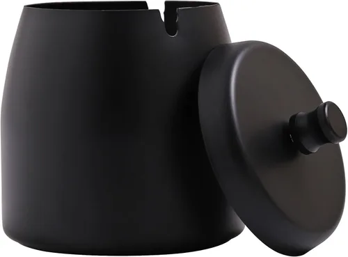 Vista 19 de Cenicero pequeño para exteriores con tapa para cigarrillos, cenicero de acero inoxidable sin humo, ceniceros a prueba de olores y viento para patio