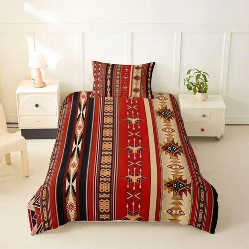 Vista 23 de Erosebridal Juego de funda de edredón estilo bohemio occidental tamaño individual, diseño de vaca atrapasueños del suroeste, juego de ropa de cama