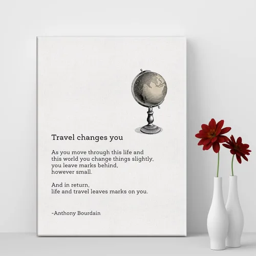 Vista 4 de LEXSIVO Lienzo impreso inspirador de viaje que cambia tu cita, arte de pared, decoración de oficina en casa, cita motivacional, pintura de viaje