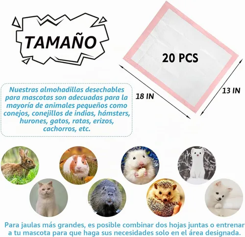 Vista 3 de Tfwadmx Almohadillas para orinar de conejo, 20 piezas de 18 x 13 pulgadas, desechables, a prueba de fugas, superabsorbentes, para cachorros