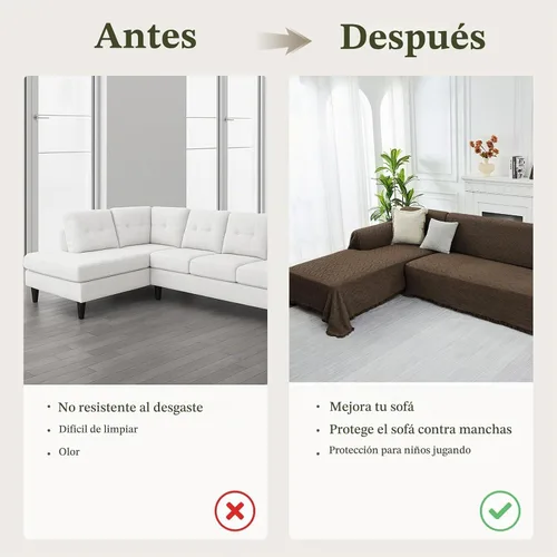 Vista 4 de HOMERILLA - Funda de sofá modular de 2 piezas para sofá en forma de L, color chocolate, XXXL