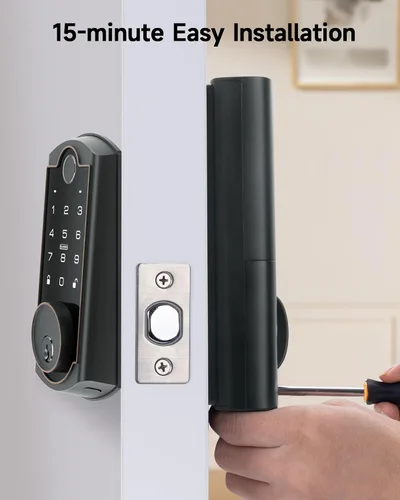 Vista 7 de Cerradura Inteligente ST380, Wi-Fi Integrado, Cerradura de Puerta de Entrada sin Llave con Huella Dactilar, Cerraduras de Seguridad de Cerrojo