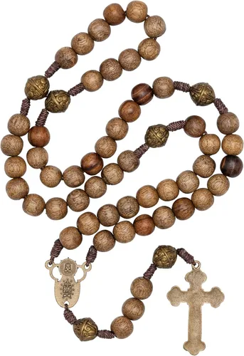 Vista 2 de Intercession™ Rosario de madera maciza hecho a mano Nuestro Padre Sagrado (Nuestra Señora - Nogal)
