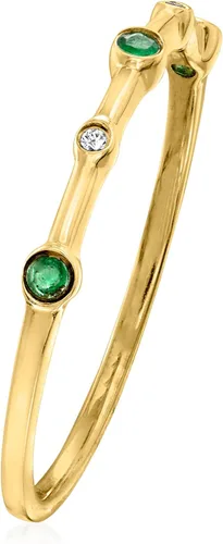 Vista 3 de RS Pure by Ross-Simons Anillo de oro amarillo de 14 quilates con detalles de diamantes y piedras preciosas