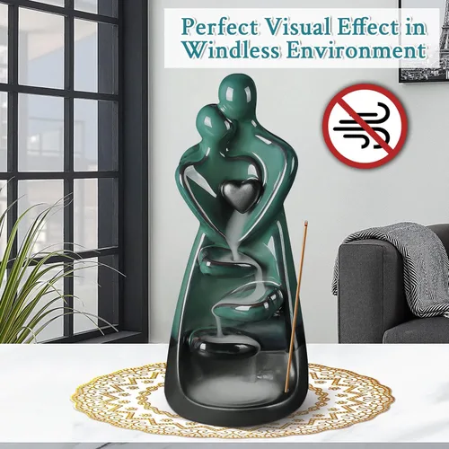 Vista 3 de Quemador de incienso de cerámica, soporte de incienso para amantes de la cascada con 30 varillas de incienso, 20 conos de incienso, adorno creativo