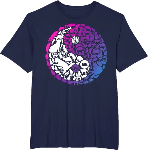 Vista 40 de Cute Kitty Cats and Zen Spirit Peace & Love Yin Yang - Camiseta de gato Negro