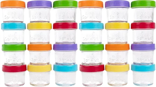 Vista 10 de WeeSprout Tarros de vidrio para almacenamiento de alimentos para bebés con tapas (4 onzas, 6 unidades) para aperitivos, puré, recipientes pequeños