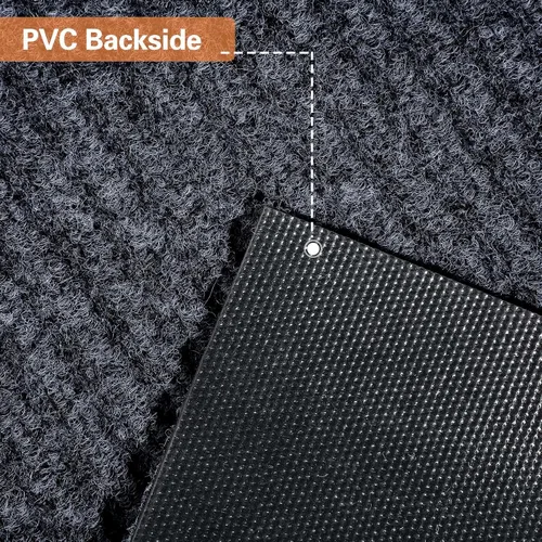 Vista 4 de Nuanchu 1 rollo de felpudo grande a rayas semiacabado de 17 x 29 pulgadas, tapete para puerta angosta, antideslizante, impermeable, para baño, Negro