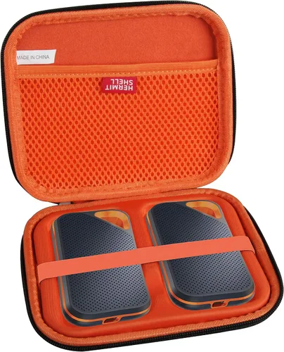 Vista 8 de Hermitshell Estuche de viaje duro para SanDisk 1TB 2TB 4TB 8TB 500GB Extreme Portable SSD (Negro+Monterey, funda para 3 discos duros)